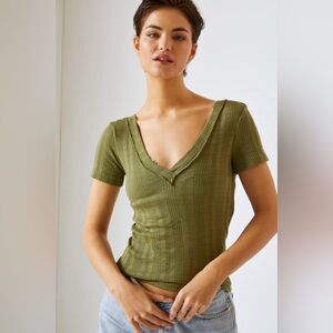 Pilcro double V neck Baby Tee